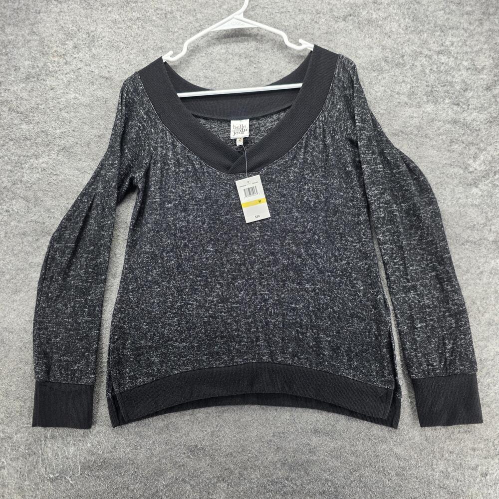 Belle Du Jour Sweater Pullover Womens M Black V-Neck Dolman Sleeve Lined